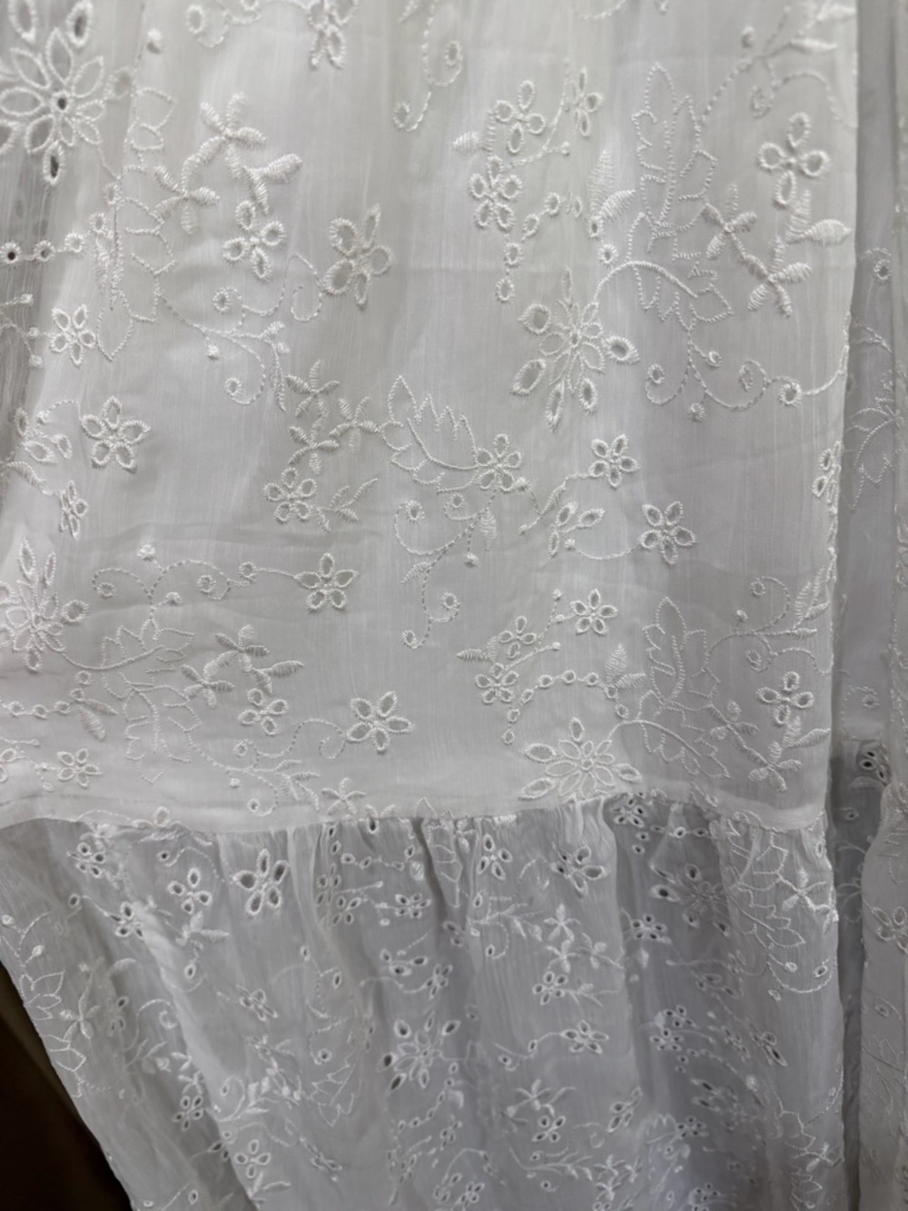 NWT Altar'd State White Eyelet Maxi Dress with Twist Front and Puff Sleeves - Picture 8 of 9